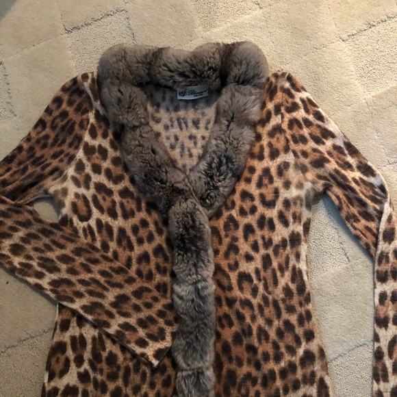 Animal print fur trim cardigan - Picture 8 of 8